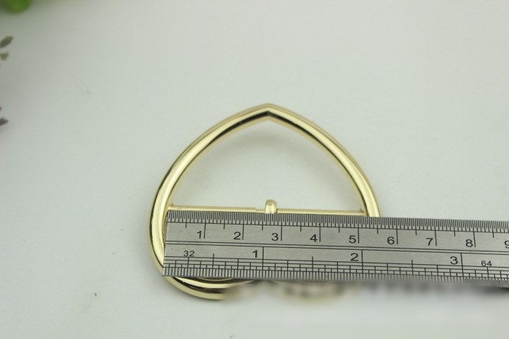 Purse Strap Slider Bag Hardware Metal Heart Double Loop Slide Buckle Adjuster Keeper Ring 53mm 2 1/8" Gold Silver 2/20pcs DIY Bulk Supplies