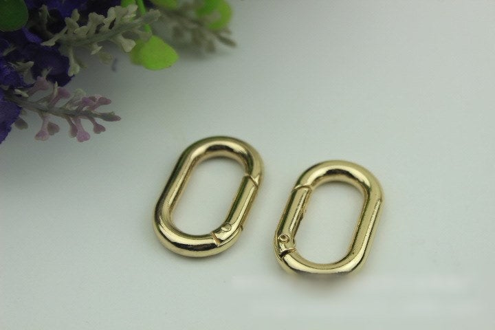 Oval Spring Push Gate Ring Swivel Snap Hook 13x25mm 1/2" x 1" Gold Metal Trigger Lobster Clasp Clip Purse Bag Handbag Handle Wholesale Bulk