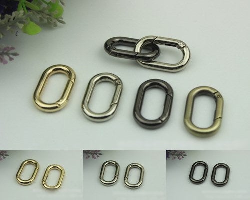 Oval Spring Push Gate Ring Swivel Snap Hook 13x25mm 1/2" x 1" Gold Metal Trigger Lobster Clasp Clip Purse Bag Handbag Handle Wholesale Bulk