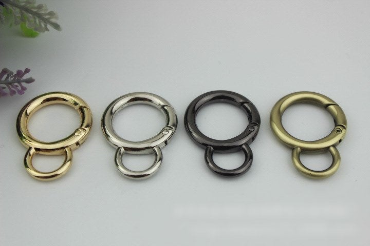 Round Spring Push Gate Ring Swivel Snap Hook 20mm 3/4" Gold Silver Metal Trigger Lobster Clasp Clip Purse Bag Handbag Handle Wholesale