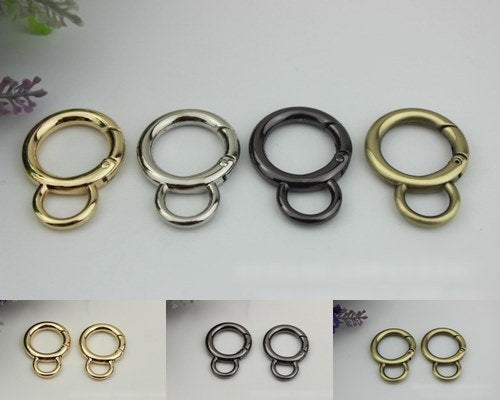 Round Spring Push Gate Ring Swivel Snap Hook 20mm 3/4" Gold Silver Metal Trigger Lobster Clasp Clip Purse Bag Handbag Handle Wholesale