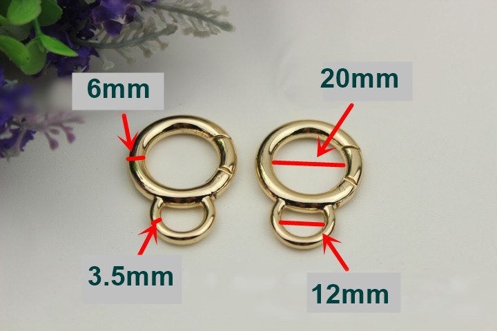 Round Spring Push Gate Ring Swivel Snap Hook 20mm 3/4" Gold Silver Metal Trigger Lobster Clasp Clip Purse Bag Handbag Handle Wholesale