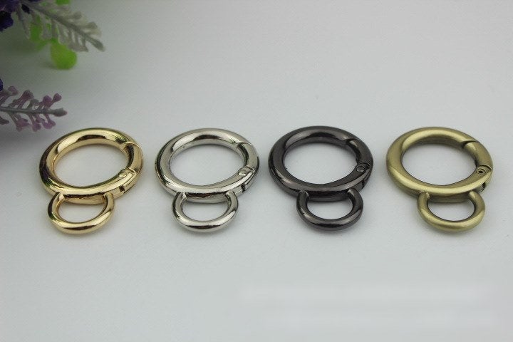 Round Spring Push Gate Ring Swivel Snap Hook 20mm 3/4" Gold Silver Metal Trigger Lobster Clasp Clip Purse Bag Handbag Handle Wholesale