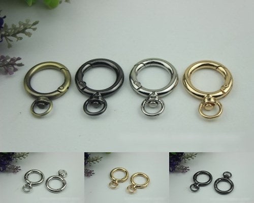 Round Spring Push Gate Ring Swivel Snap Hook 40 20 mm Gold Silver Metal Trigger Lobster Clasp Clip Purse Bag Handbag Handle Bulk Wholesale