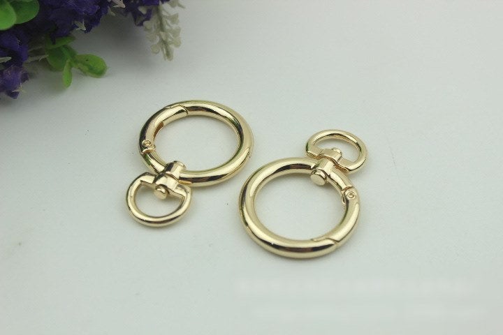 Round Spring Push Gate Ring Swivel Snap Hook 50 25mm 2 1" Gold Silver Metal Trigger Lobster Clasp Clip Purse Bag Handbag Handle Wholesale