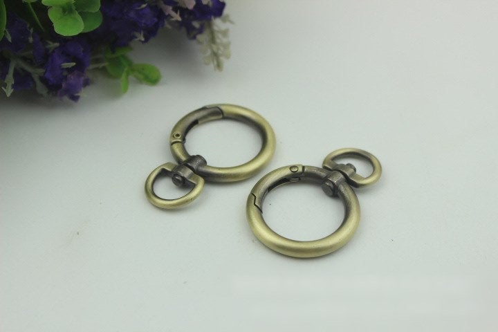 Round Spring Push Gate Ring Swivel Snap Hook 50 25mm 2 1" Gold Silver Metal Trigger Lobster Clasp Clip Purse Bag Handbag Handle Wholesale