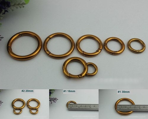 Round Spring Push Gate Ring Swivel Snap Hook 16 20 25 32 38 mm Old Gold Metal Trigger Lobster Clasp Clip Purse Bag Handbag Handle Wholesale