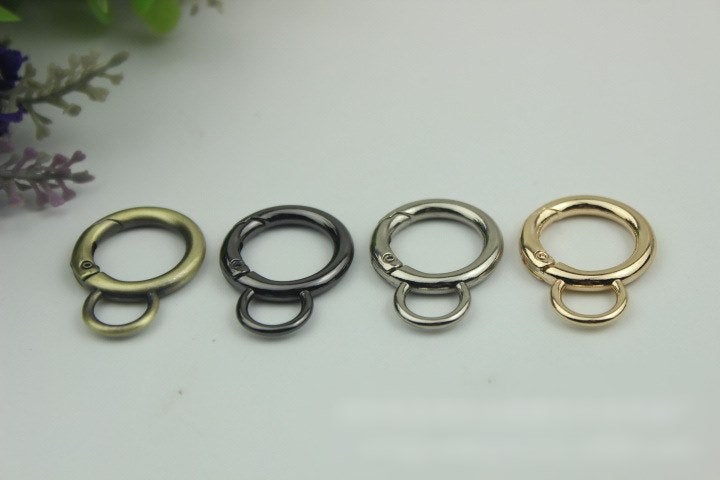 Round Spring Push Gate Ring Swivel Snap Hook 32 17mm Gold Silver Metal Trigger Lobster Clasp Clip Purse Bag Handbag Handle Hardware Bulk