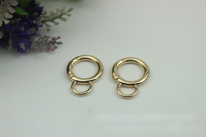 Round Spring Push Gate Ring Swivel Snap Hook 32 17mm Gold Silver Metal Trigger Lobster Clasp Clip Purse Bag Handbag Handle Hardware Bulk