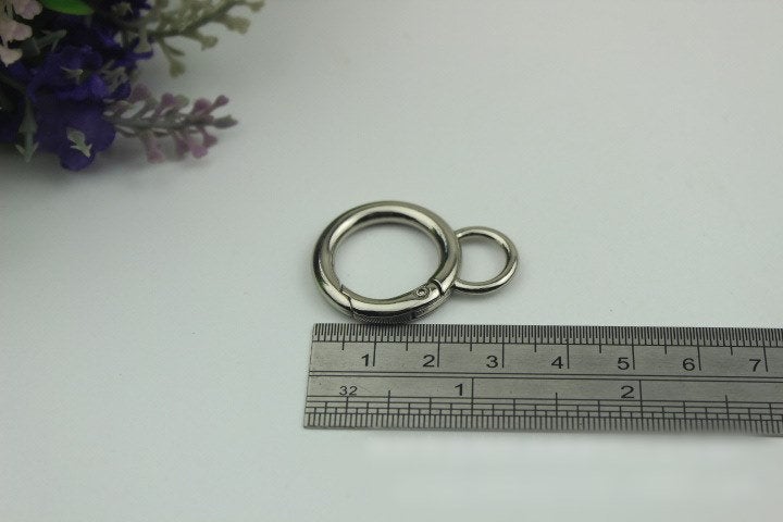 Round Spring Push Gate Ring Swivel Snap Hook 32 17mm Gold Silver Metal Trigger Lobster Clasp Clip Purse Bag Handbag Handle Hardware Bulk