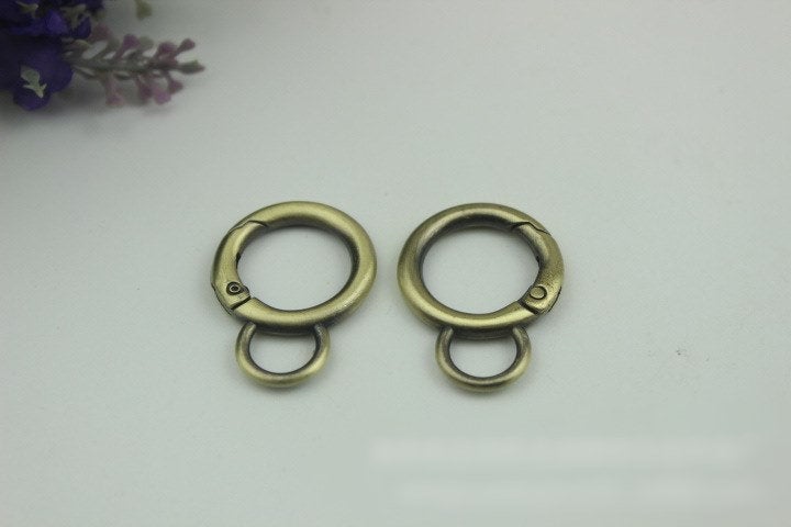 Round Spring Push Gate Ring Swivel Snap Hook 32 17mm Gold Silver Metal Trigger Lobster Clasp Clip Purse Bag Handbag Handle Hardware Bulk