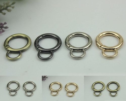 Round Spring Push Gate Ring Swivel Snap Hook 32 17mm Gold Silver Metal Trigger Lobster Clasp Clip Purse Bag Handbag Handle Hardware Bulk