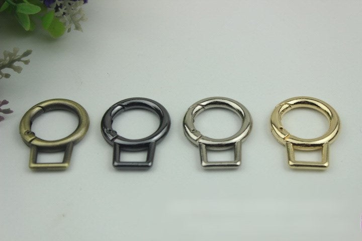 Round Spring Push Gate Ring Swivel Snap Hook 19mm 3/4" Gold Silver Metal Trigger Lobster Clasp Clip Purse Bag Handbag Handle Wholesale