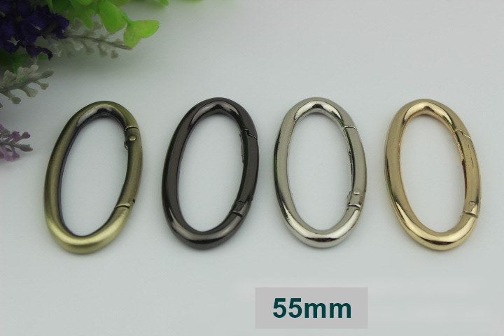 Oval Spring Push Gate Ring Swivel Snap Hook 30 40 55 mm Gold Metal Trigger Lobster Clasp Clip Purse Bag Handbag Hardware Handle Wholesale