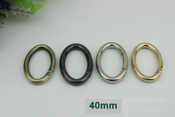 Oval Spring Push Gate Ring Swivel Snap Hook 30 40 55 mm Gold Metal Trigger Lobster Clasp Clip Purse Bag Handbag Hardware Handle Wholesale