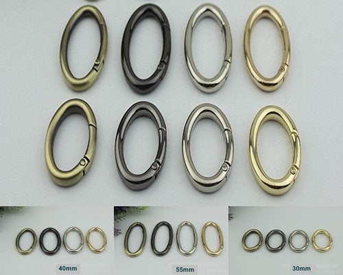 Oval Spring Push Gate Ring Swivel Snap Hook 30 40 55 mm Gold Metal Trigger Lobster Clasp Clip Purse Bag Handbag Hardware Handle Wholesale