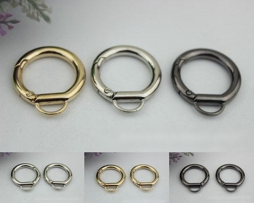 Round Spring Push Gate Ring Swivel Snap Hook 25 mm 1" Gold Silver Metal Trigger Lobster Clasp Clip Purse Bag Handbag Handle Bulk Wholesale