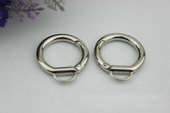 Round Spring Push Gate Ring Swivel Snap Hook 25 mm 1" Gold Silver Metal Trigger Lobster Clasp Clip Purse Bag Handbag Handle Bulk Wholesale