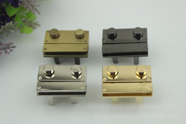 Rectangle Twist Turn Lock Bag Hardware Gold Silver Gunmetal 1/10 pcs Handmade Purse Handbag Making Metal 40mm 27mm 1 5/8 1 1/8" Supplies
