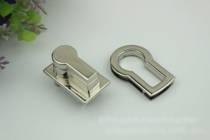 Mortise Twist Turn Lock Bag Hardware Gold Silver Gunmetal Bronze 1/10 pcs Handmade Purse Handbag Making Metal 45 28 mm 1 3/4 1 1/8" Supplies