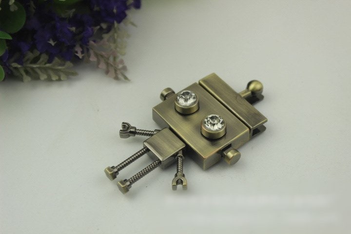 Robot Twist Turn Lock Bag Hardware Gold Silver Gunmetal Bronze 1/10 pcs Handmade Purse Handbag Making Metal 75 35mm 2 7/8 1 3/8" Supplies