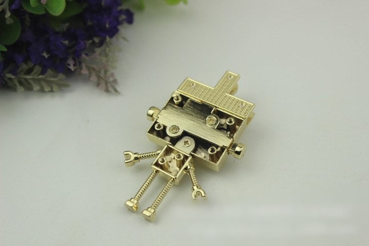 Robot Twist Turn Lock Bag Hardware Gold Silver Gunmetal Bronze 1/10 pcs Handmade Purse Handbag Making Metal 75 35mm 2 7/8 1 3/8" Supplies