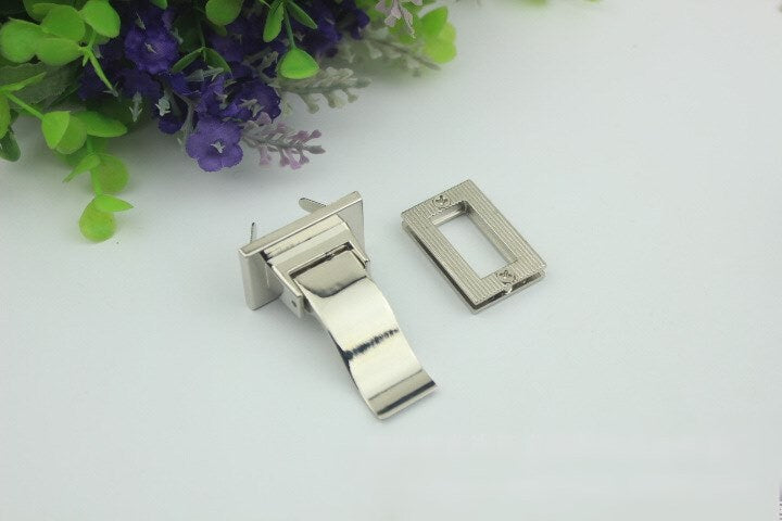 Rectangle Twist Turn Lock Bag Hardware Gold Silver Gunmetal Bronze 1/10 pcs Handmade Purse Handbag Making Metal 33 21mm 1 1/4 7/8" Supplies