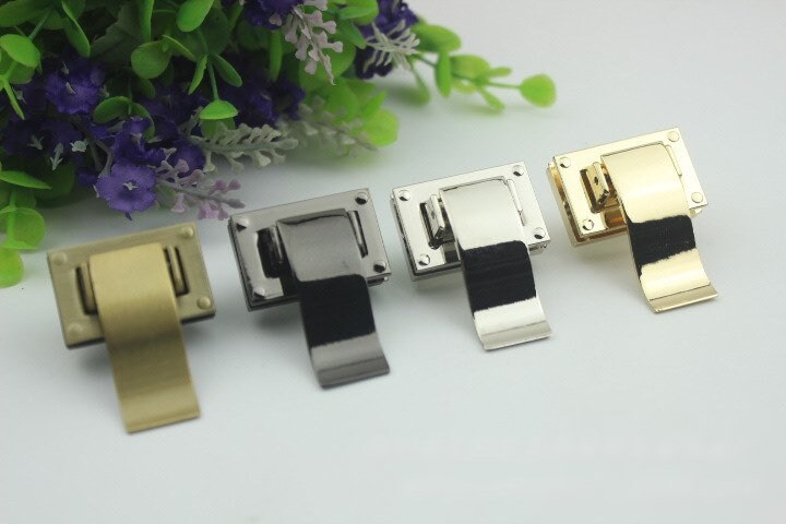 Rectangle Twist Turn Lock Bag Hardware Gold Silver Gunmetal Bronze 1/10 pcs Handmade Purse Handbag Making Metal 33 21mm 1 1/4 7/8" Supplies