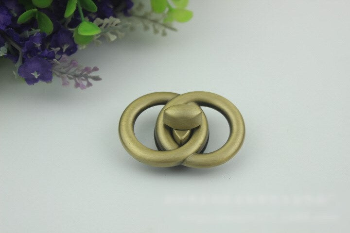 Circle Round Twist Turn Lock Bag Hardware Gold Silver Gunmetal Bronze 1/10 pcs Handmade Purse Handbag Making Metal 50 32mm 2 1 1/4" Supplies