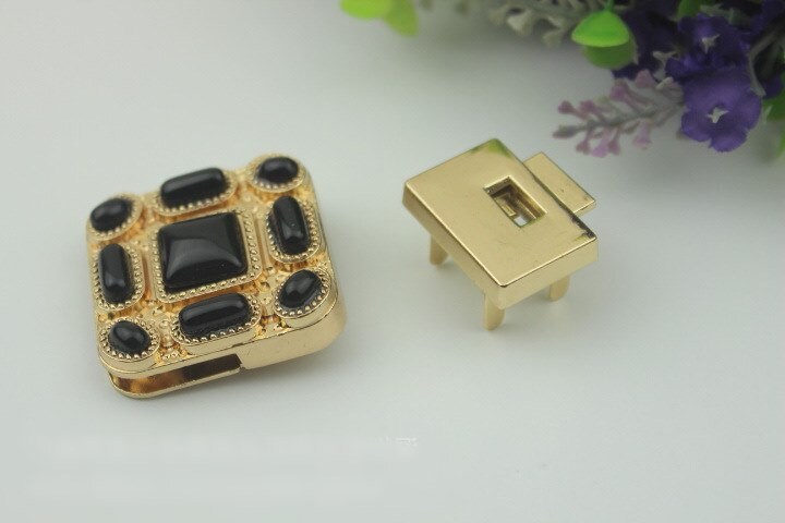 Switch Square Twist Turn Lock Bag Hardware Light Gold Gunmetal Black 1/10 pcs Handmade Purse Handbag Making Metal 40mm 1 5/8" Bulk Supplies