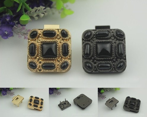 Switch Square Twist Turn Lock Bag Hardware Light Gold Gunmetal Black 1/10 pcs Handmade Purse Handbag Making Metal 40mm 1 5/8" Bulk Supplies