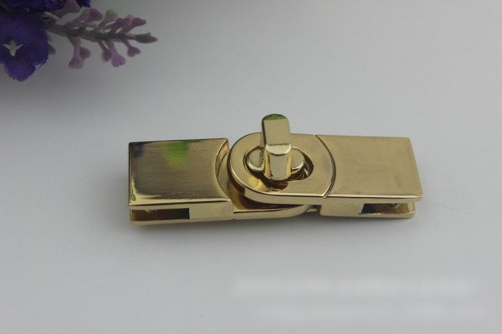 Rectangle Twist Turn Lock Bag Hardware Gold Silver Gunmetal Bronze 1/10 pcs Handmade Purse Handbag Making Metal 55 15 mm 2 1/8 5/8" Supplies