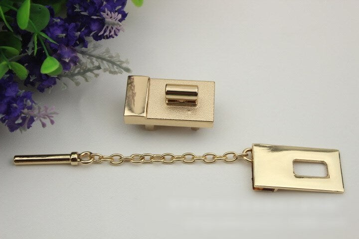 Rectangle Chain Twist Turn Lock Bag Hardware Gold Silver Gunmetal 1/10 pcs Handmade Purse Handbag Making Metal 60 25 mm 2 3/8 1" Supplies