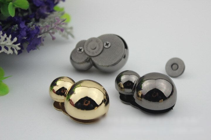 Magnetic Button Lock 40mm 1 5/8" Purse Charm Organizer Luggage Hardware Antique Gold Lock No Key Closure Small Bag Clutch Metal Accessories