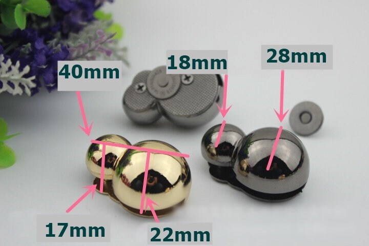 Magnetic Button Lock 40mm 1 5/8" Purse Charm Organizer Luggage Hardware Antique Gold Lock No Key Closure Small Bag Clutch Metal Accessories