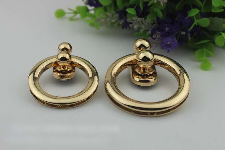 Round Twist Switch Lock Bag Hardware Light Gold 1/10 pcs Handmade Purse Handbag Making Metal 32mm 42mm 1 5/8" 1 1/4" Wholesale Bulk Supplies