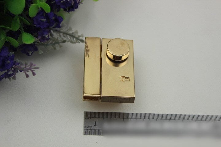 Rectangle Twist Press Lock Bag Hardware Light Gold 1/10 pcs Handmade Purse Handbag Making Metal 52 38 mm 2 1 1/2" Organizer Luggage Supplies