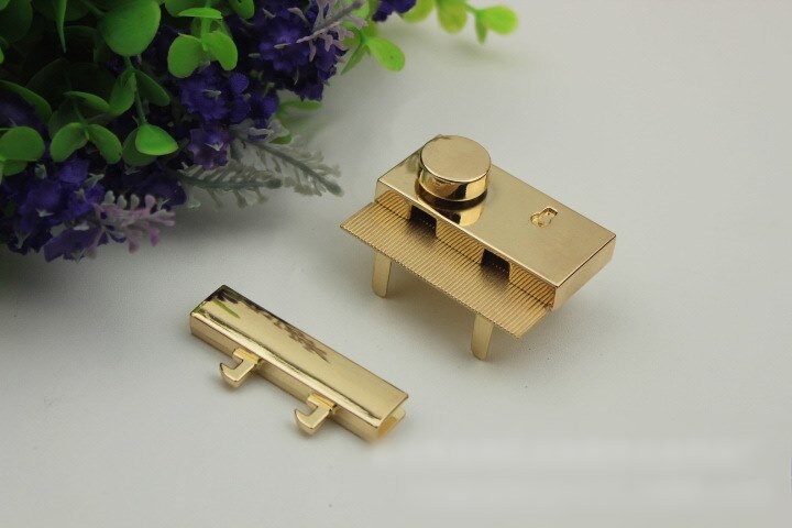 Rectangle Twist Press Lock Bag Hardware Light Gold 1/10 pcs Handmade Purse Handbag Making Metal 52 38 mm 2 1 1/2" Organizer Luggage Supplies