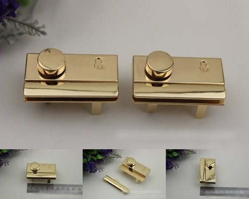 Rectangle Twist Press Lock Bag Hardware Gold 1/10 pcs Handmade Purse Handbag Making Metal 53 30 mm 2 1/8 1 1/8" Organizer Luggage Supplies