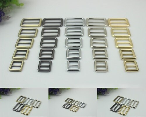 Strap Slider Bag Hardware Rectangle Double Loop Metal Buckle Adjuster Adjuster Gold Silver Gunmetal Bronze Purse Handbag Making Bulk