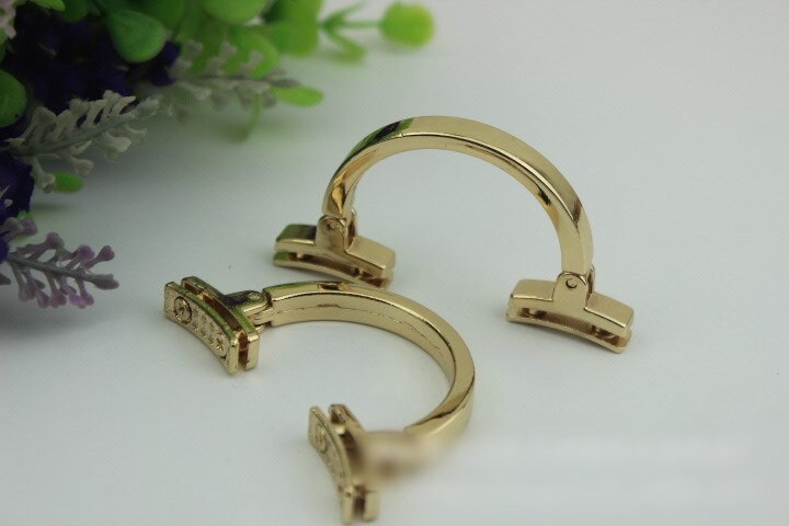 Arc Strap Handles Connector Bag Hardware Metal Lock Buckle Light Gold 1/10 pcs Handmade Purse Handbag Backpack Making 63mm 2 1/2 Inch Bulk