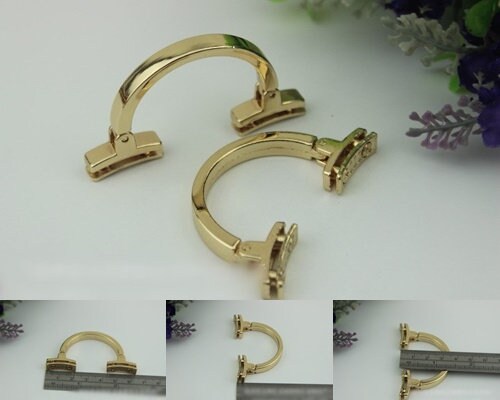 Arc Strap Handles Connector Bag Hardware Metal Lock Buckle Light Gold 1/10 pcs Handmade Purse Handbag Backpack Making 63mm 2 1/2 Inch Bulk