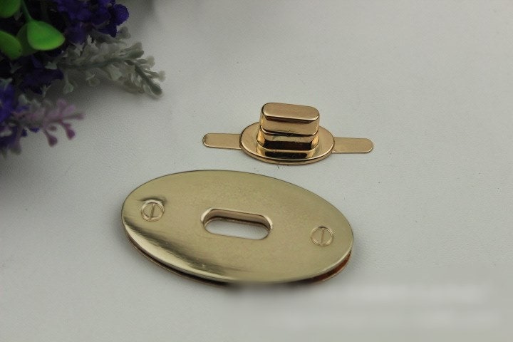 Oval Twist Turn Lock Bag Hardware Light Gold Silver 1/10 pcs Handmade Purse Handbag Making Metal 62 34 mm 2 1/2 1 3/8" Supplies