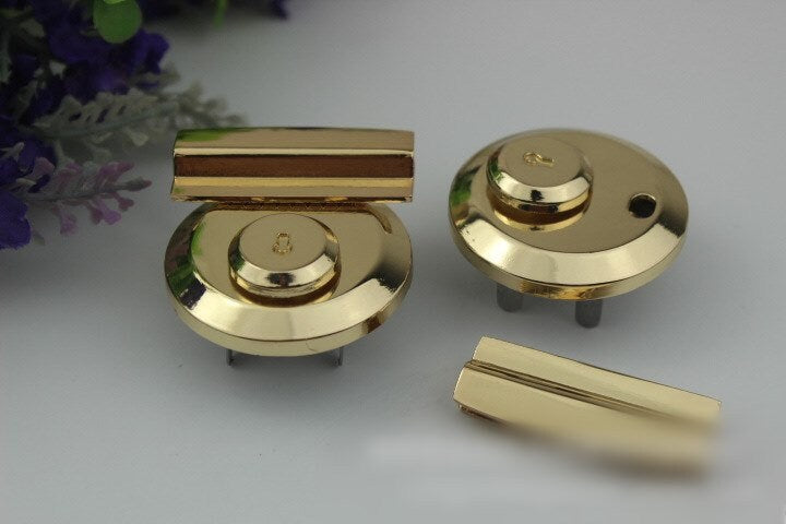 Round Oval Twist Press Lock Bag Hardware Light Gold 1/10 pcs Handmade Purse Handbag Making Metal 45 40 mm 1 3/4 1 5/8" Supplies