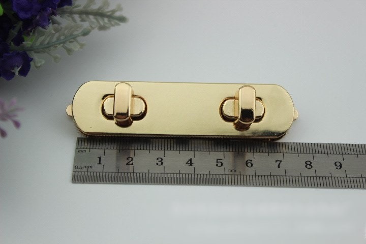 Rectangle Twist Press Lock Bag Hardware Light Gold 1/10 pcs Handmade Purse Handbag Making Metal 75 18 mm 3 3/4" Organizer Luggage Supplies