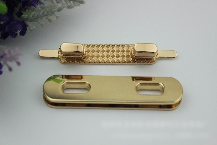 Rectangle Twist Press Lock Bag Hardware Light Gold 1/10 pcs Handmade Purse Handbag Making Metal 75 18 mm 3 3/4" Organizer Luggage Supplies