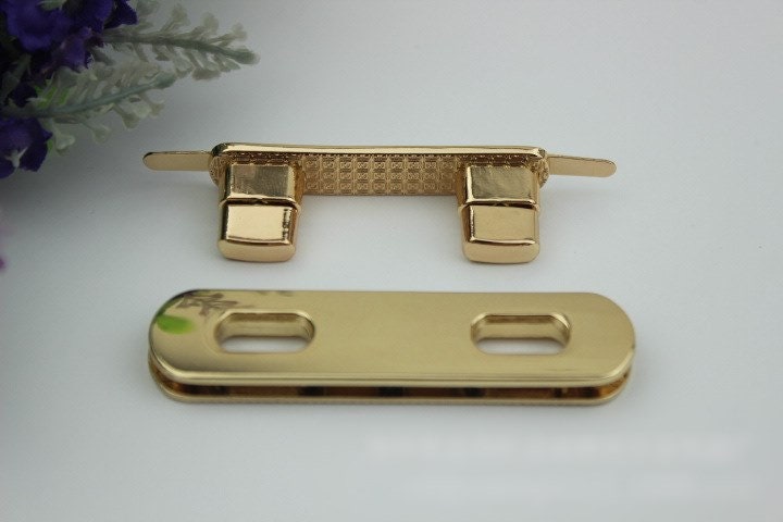 Rectangle Twist Press Lock Bag Hardware Light Gold 1/10 pcs Handmade Purse Handbag Making Metal 75 18 mm 3 3/4" Organizer Luggage Supplies