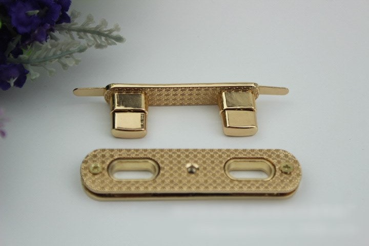 Rectangle Twist Press Lock Bag Hardware Light Gold 1/10 pcs Handmade Purse Handbag Making Metal 75 18 mm 3 3/4" Organizer Luggage Supplies