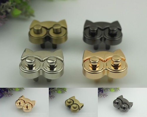 Owl Twist Turn Lock Bag Hardware Gold Silver Gunmetal Bronze 1/10 pcs Handmade Purse Handbag Making Metal 37 32 mm 1 1/2 1 1/4"" Supplies