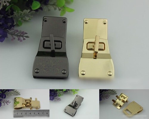 Rectangle Twist Turn Lock Bag Hardware Light Gold Silver 1/10 pcs Handmade Purse Handbag Making Metal 64 33 mm 2 1/2 1 1/4" Supplies